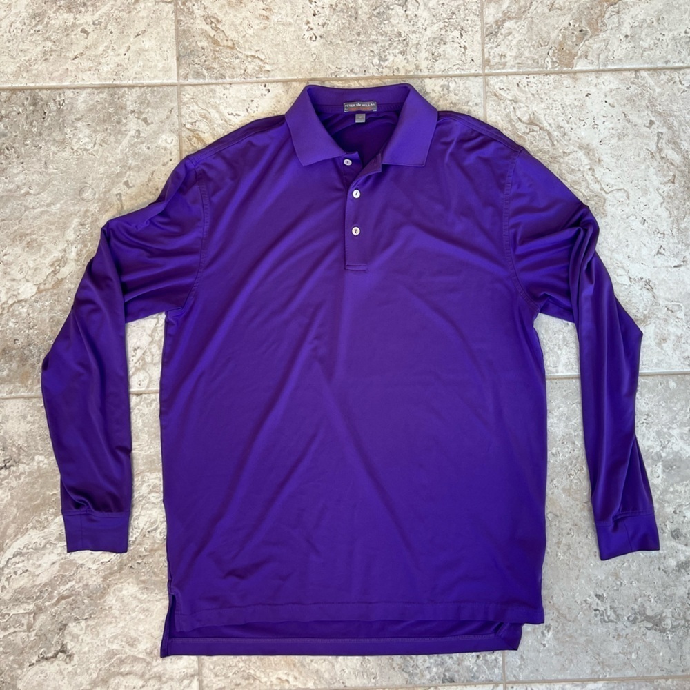 PETER MILLAR Summer Comfort Long Sleeve Performance Pullover, Purple, M